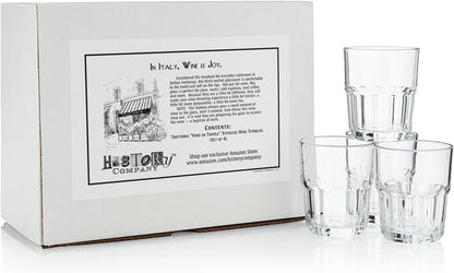 HISTORY COMPANY - The Trattoria-Style 'Vino da Tavola' Glass Set, a 4-piece collection designed for Italian wine moments.