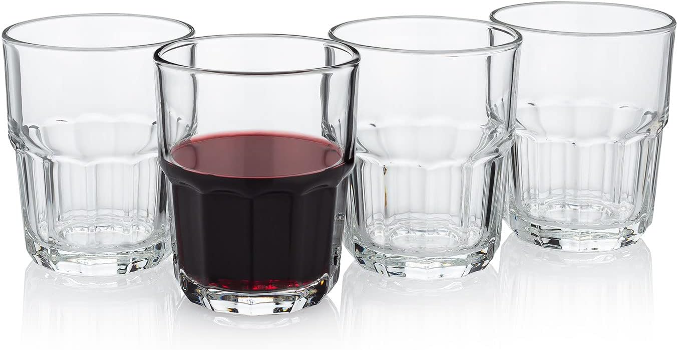 HISTORY COMPANY - Trattoria-Style 'Vino da Tavola' Wine Glass, a 4-piece Italian stemless tumbler set for everyday dining. 