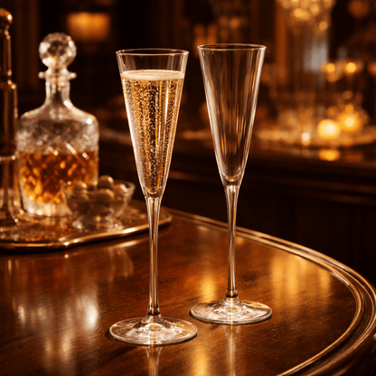True Love champagne glass set with nautical Hollywood romance inspiration