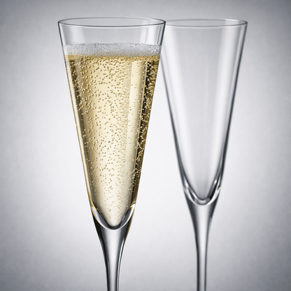 Elegant champagne flutes inspired by the classic sailing yacht True Love