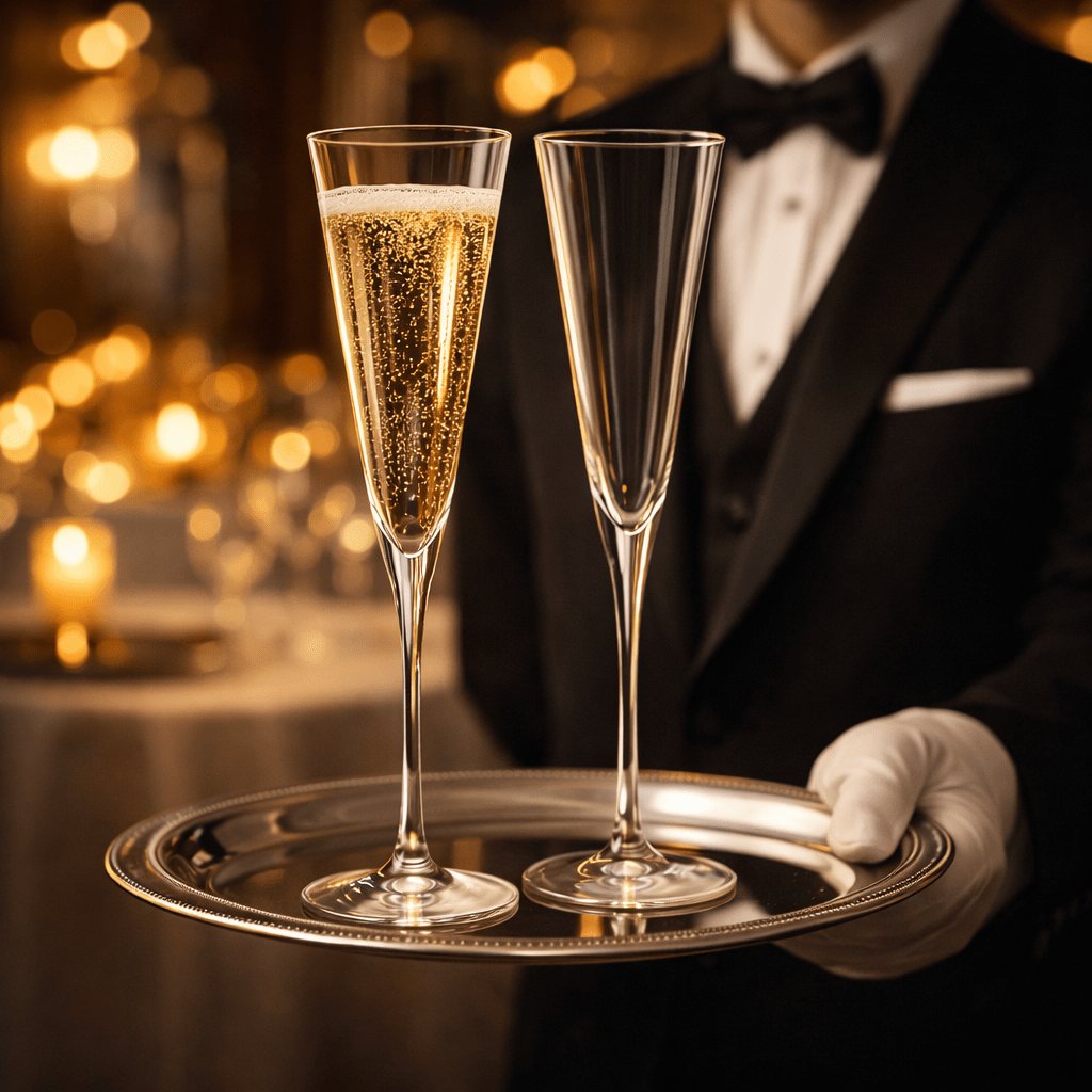 Nautical-inspired champagne flutes honoring the Hollywood schooner True Love