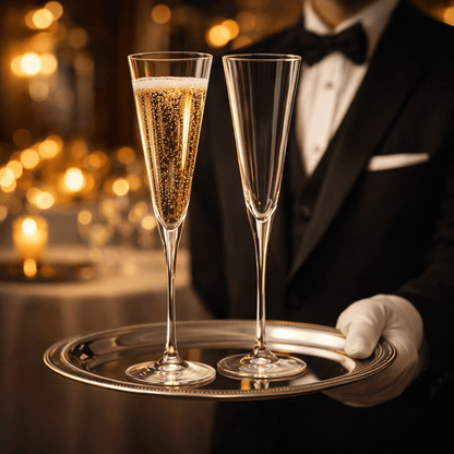Nautical-inspired champagne flutes honoring the Hollywood schooner True Love