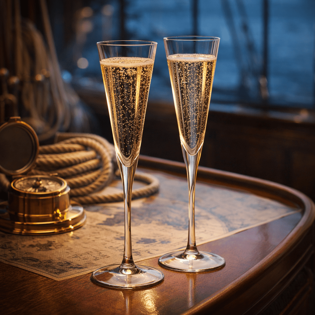True Love flute glasses with elegant maritime and Old Hollywood style