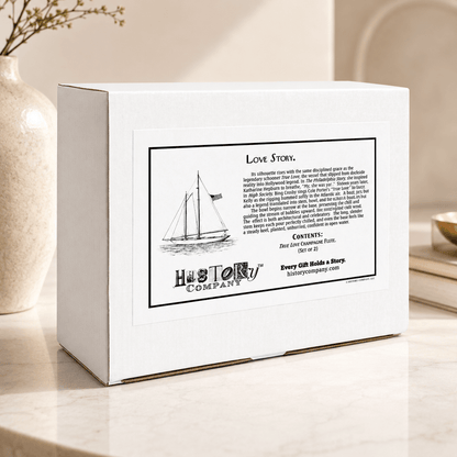 Romantic champagne flute set inspired by the iconic True Love sailing yacht