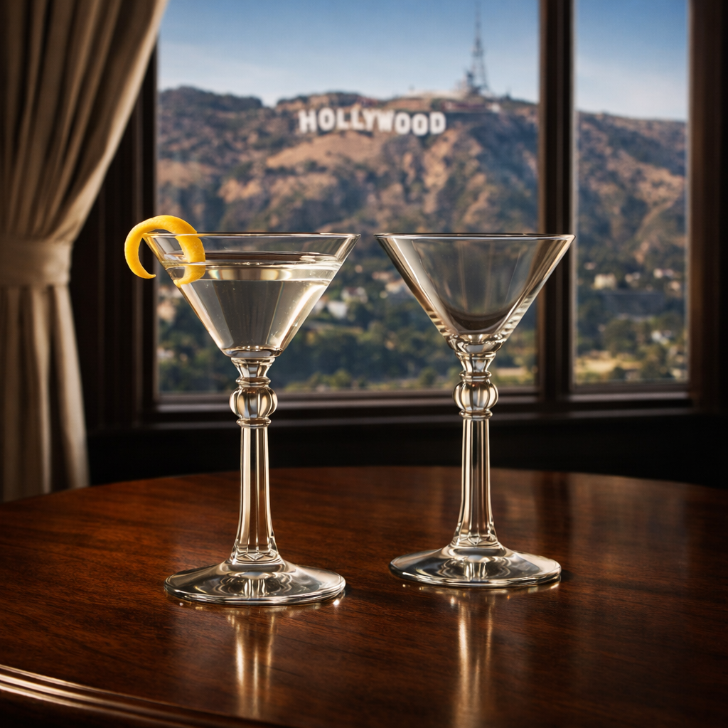 Classic 1937 cocktail glass set inspired by Hollywood leading men and timeless barware