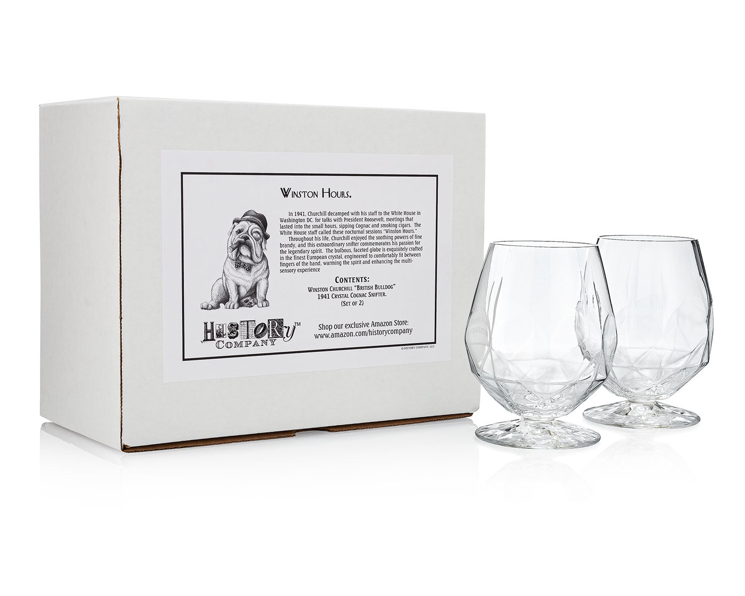 HISTORY COMPANY - A distinguished 2-piece crystal snifter set, inspired by Churchill’s iconic presence and love of fine brandy.