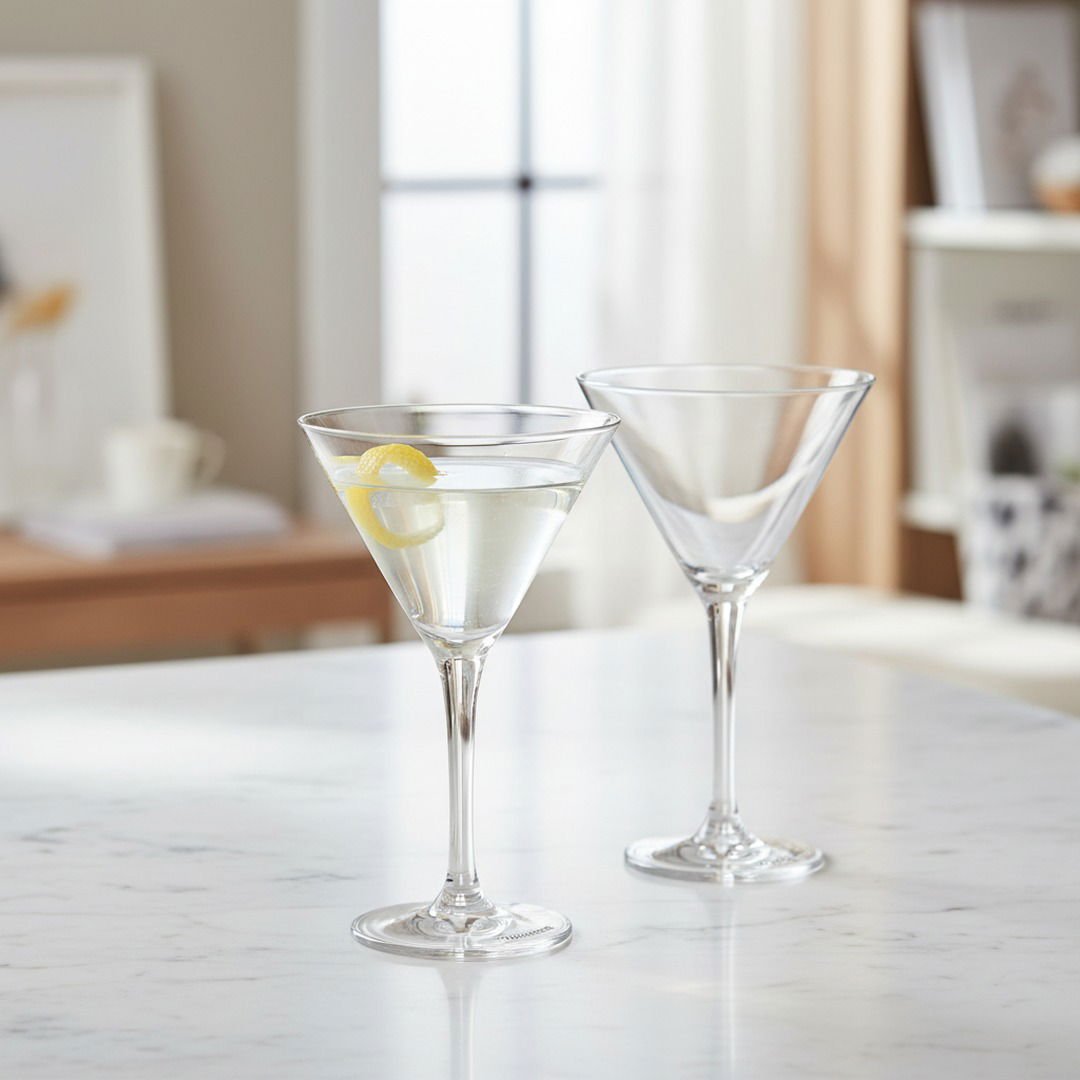 "World’s Best" Crystal Martini Glass, Luxury 2 - Piece Set (Gift Box Collection) - HISTORY COMPANY
