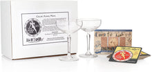 Load image into Gallery viewer, 1950s-Era Miami Beach Deco Coupe Glass 2-Piece Set (Five O&#39;&#39;Clock Club Gift Box)
