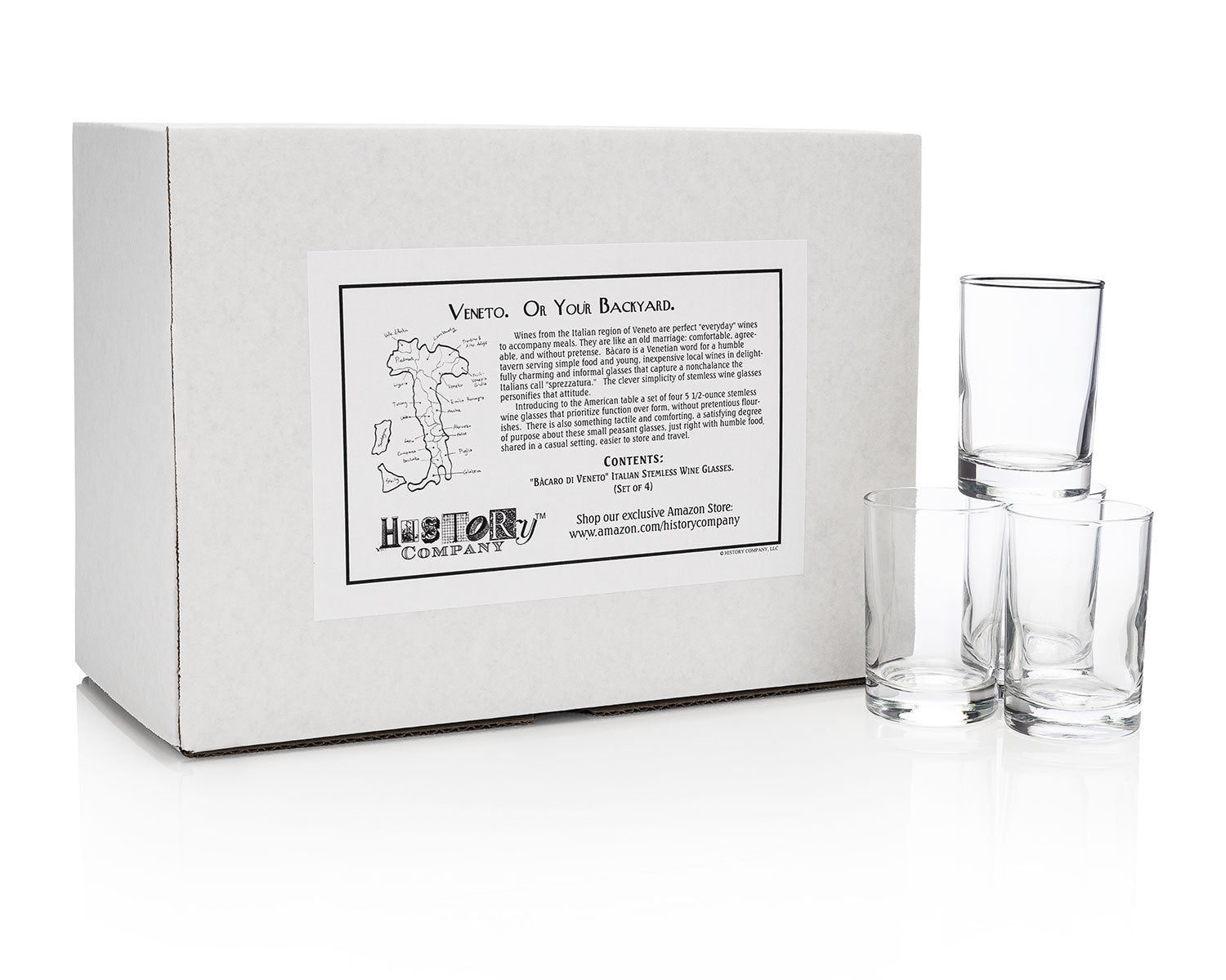 Buy BENETI Square Crystal Wine Glasses Set Of 4 - European-made