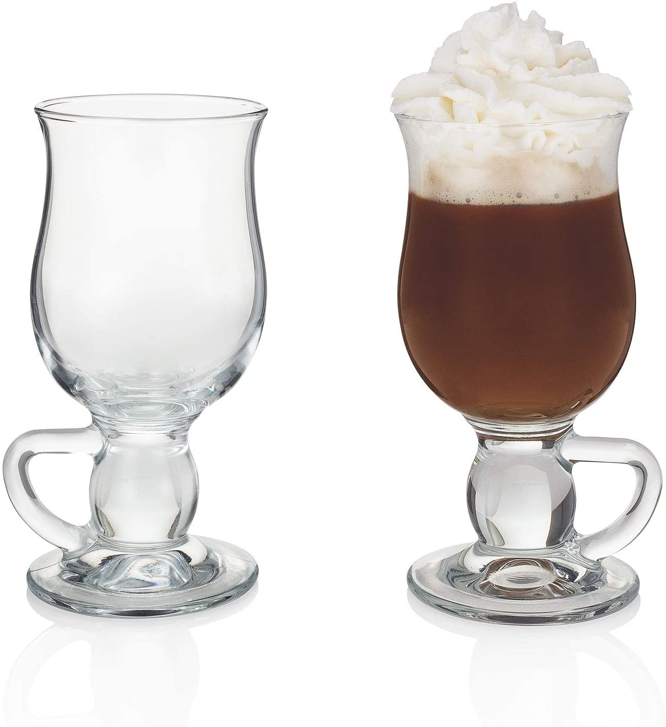 Buy Glass Tall Irish Coffee Mugs with Handle Set of 2 Large Cup